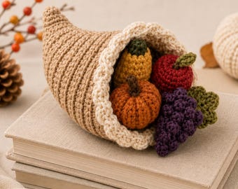 Cornucopia Crochet Pattern: Candy Pocket | Fall Harvest Table Decor PDF