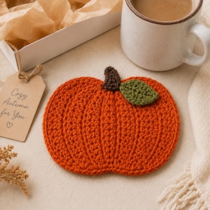 pumpkin mug rug, fall mug rug pattern, crochet mug rug, pumpkin coaster, fall crochet pdf, autumn crochet, crochet pattern pdf, thanksgiving decor, fall table decor, pumpkin crochet, seasonal mug rug, crochet coaster, ribbed pumpkin