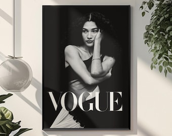 Pôster estético da Olivia Dean na VOGUE | Arte de parede icônica retrô em preto e branco | Impressão atemporal da cantora pop dos anos 2000 | Presente para fã de música