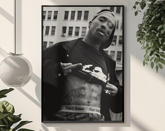 Aesthetic Tupac Shakur Portrait Poster | Y2K Timeless All Eyez On Me Wall Mount | Retro 90s Hip Hop Wall Art | Minimalistic House Decor