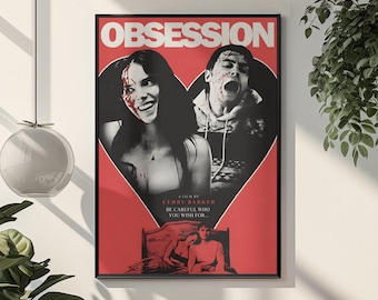 Modern Obsession-filmposter | Top iconische horrorfilm | Bioscoopcadeau in retrostijl | Rode muurbevestiging slaapzaal slaapkamerdecoratie | Trendy muurkunst