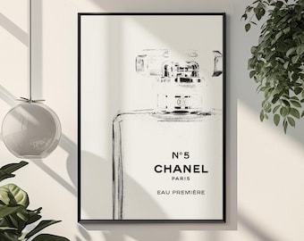 Póster atemporal de perfume Chanel / Arte mural de lujo con estética de moda / Lámina elegante y femenina con estilo glamuroso / Regalo elegante para la decoración de habitaciones y dormitorios al estilo de Estocolmo