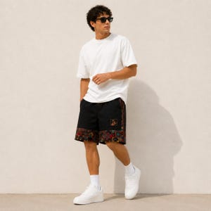 Herrshorts med bohemiskt lapptäcke, tribalmönster, avslappnad passform för stranden bild 12