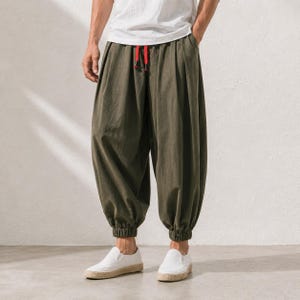 Herren Baumwoll Haremshose, Relaxed Fit Boho Lounge Hose