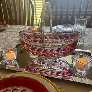 Vintage Cranberry Fruit Bowl - Etsy