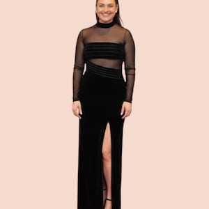 cache long black dress Black Cache Gown