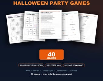 40 Halloween Party Games Bundle | Trivia, Bingo, Charades (Instant Download)