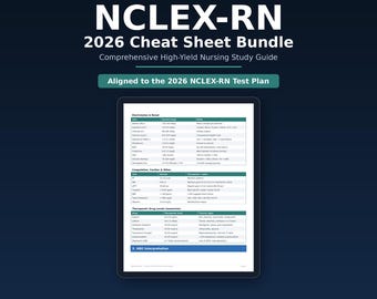 NCLEX-RN 2026 Study Guide | Nursing Exam Prep Cheat Sheet Bundle (Digital Download)