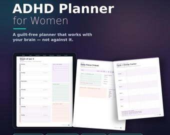 ADHD Planner for Women 2026 | Cycle Energy Tracker (Printable Digital Download)