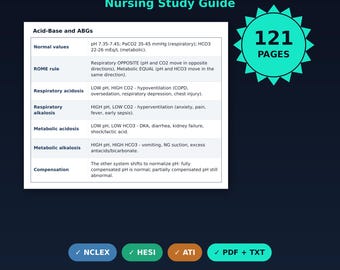 Medical-Surgical Nursing Study Guide | NCLEX, HESI, ATI Prep (121 Pages)