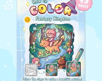 How to Color Magical World, Step-by-Step Coloring Guide with Exercises, Fantasy Underwater Coloring Pages PDF, Digital Download Adults Teens