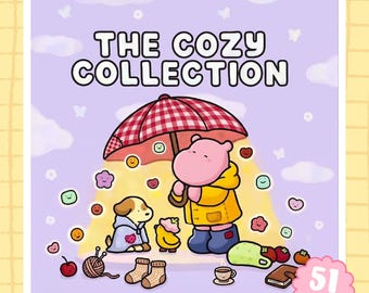 Cozy Collection Coloring Book / 45 Pages, Adorable Animal Friends, Cozy Everyday Scenes and Positive Quotes, Printable PDF, Instant Download