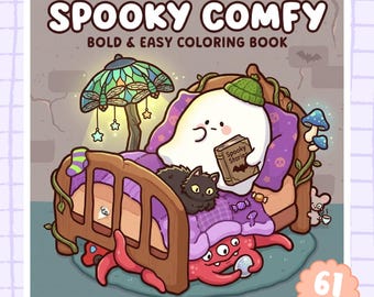 Livre de coloriage Halloween tout doux / 51 pages douillettes, fantômes amicaux, sorcières et squelettes, scènes d'Halloween mignonnes, PDF à imprimer, téléchargement instantané