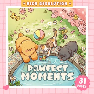 Pawfect Moments Coloring Book | Libro para Colorear de Gatos y Perros PDF | Cozy Animal Coloring Book for Adults | Instant Download