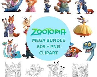 Zootopia 2 Méga Pack : Plus de 160 images clipart PNG, lettres et chiffres SVG, graphismes aquarelle, pages à colorier, fonds d’écran et cadres