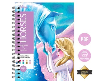 Disney Mystery Coloring Book Horses, 100 Color by Number Pages, Digital Download PDF, High Resolution, Printable Horse Coloring for Adults