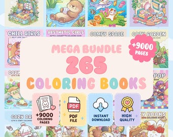 Mega Coloring Book Bundle PDF, 265 Coloring Books, Over 9000 Coloring Pages for Kids and Adults, Instant Download, Printable PDF