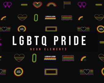 Plantilla de After Effects con elementos de brillo neón / Paquete de gráficos animados del Orgullo LGBTQ