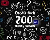 222 Hand Drawn Doodle Elements After Effects Template | Animated Graphics Pack