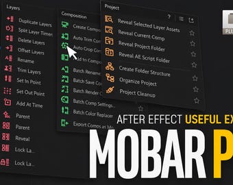 Script MoBar V3.7.3 para After Effects / Caja de herramientas con más de 150 herramientas y atajos de productividad para AE