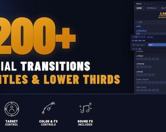 Más de 4200 transiciones para After Effects V4.1 / Efectos glitch, fugas de luz, preajustes sin fisuras + títulos