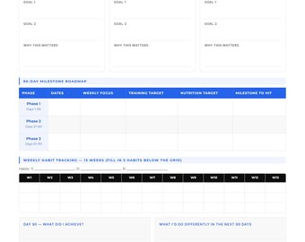 90-Day Fitness Goal Planner Printable PDF | Quarterly Fitness Planner | 13-Week Tracker