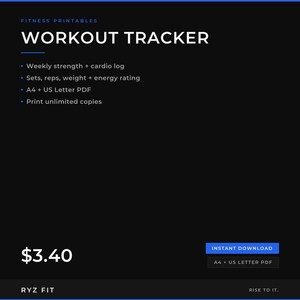 Gym Workout Tracker Printable PDF | Weekly Fitness Journal | Weight Training Log | A4 US Letter Digital Download image 3