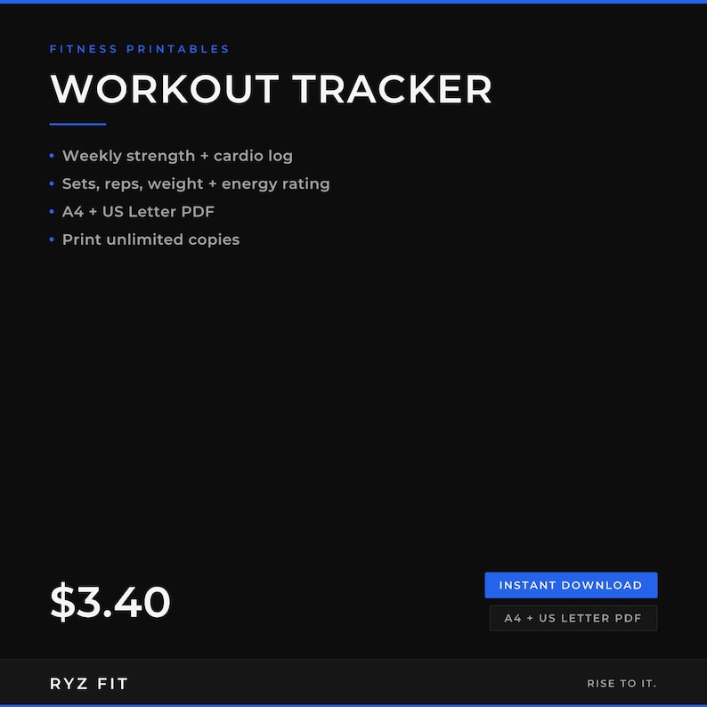 Gym Workout Tracker Printable PDF | Weekly Fitness Journal | Weight Training Log | A4 US Letter Digital Download image 3