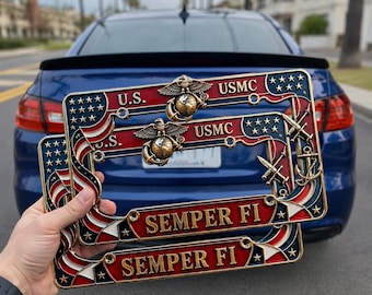 Semper Fi United States Marines License Plate Cover Durable Car Accessory