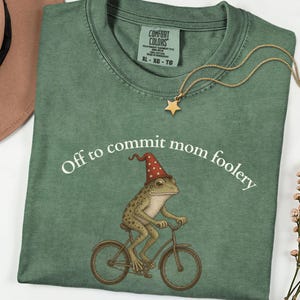 Sweatshirt zwangerschapsaankondiging, T-shirt comfortkleuren, grappige kikker scooter T-shirt voor moeder, shirt voor moeder gek