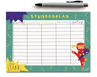 "Ninja" timetable - planner - school - recycled paper - DIN A5 - motif on both sides