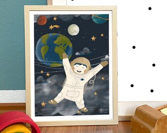 Print "Astronaut" DIN A4 I Recycled Paper I Space I Solar System I Children's Room