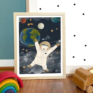 Stampa "Astronauta" DIN A4 I Carta riciclata I Spazio I Sistema solare I Cameretta per bambini