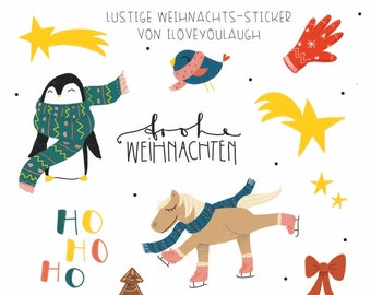 Stickerbogen "Wintertiere" - selbstklebende Aufkleber zu Weihnachten - DIN A5 Papier