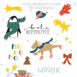 Stickerbogen "Wintertiere" - selbstklebende Aufkleber zu Weihnachten - DIN A5 Papier