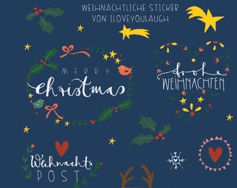 Stickerbogen "Weihnachten" - selbstklebende Aufkleber zu Weihnachten - DIN A5 Papier