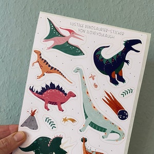 Lustiger Stickerbogen "Dinosaurier" I selbstklebende Aufkleber I DIN A5