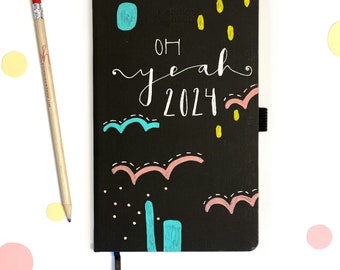 Taschenbuchkalender "oh yeah" 2024 - handbemaltes Unikat  I Kalender I Planer I Organizer I Natur