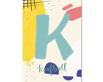 Carte postale "K - puissant" I ABC des mots d'amour I DIN A6 I papier recyclé