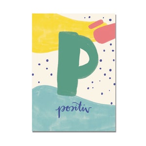 Postal "P - positivo" I ABC das palavras amorosas I DIN A6 I papel reciclado