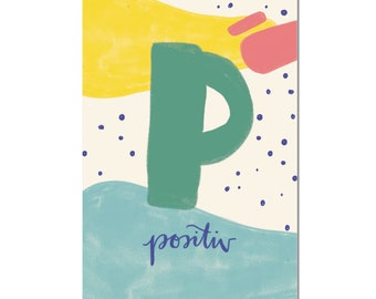 Postkarte "P - positiv" I ABC der liebevollen Worte I DIN A6 I Recycling Papier