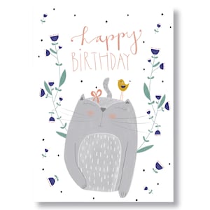 Carte postale "joyeux anniversaire avec chat" I DIN A6 I papier recyclé