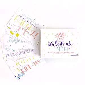 Tarjetas de afirmación para adultos "Cartas de amor para mí": juego de tarjetas con 15 afirmaciones para un mayor amor propio I DIN A7