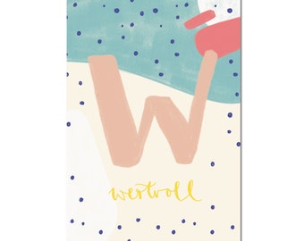 Carte postale "W - précieux" I ABC des mots d'amour I DIN A6 I papier recyclé