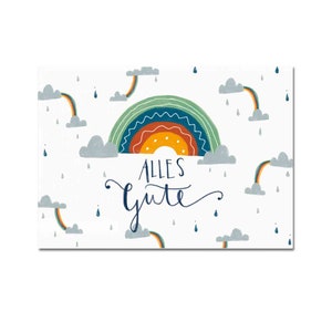 Postkarte "Alles Gute mit Regenbogen" I DIN A6 I Recycling Papier