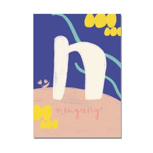 Postal "N - curioso" I ABC das palavras amorosas I DIN A6 I papel reciclado