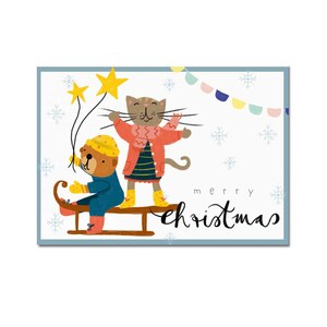 Cartolina "Buon Natale - Bambini sulla slitta" I DIN A6 I Carta riciclata