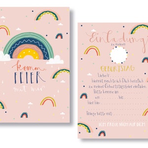 Children's birthday invitation cards, birthday invitations, rainbow, children's birthday invitation, image 1