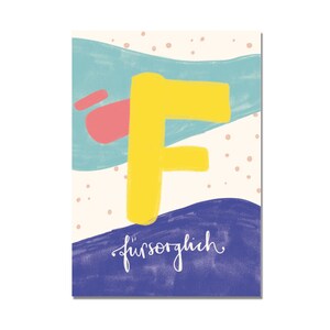 Postal "F - carinho" I ABC das palavras amorosas I DIN A6 I papel reciclado