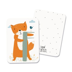 Cartes ABC - F pour renard - papier recyclé - cartes lettres - apprendre l'ABC